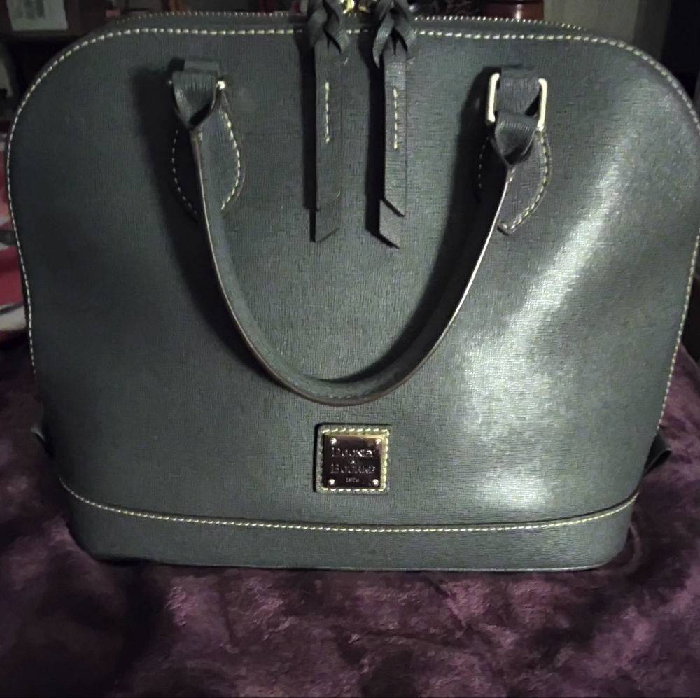 NEW Dooney & Bourke Saffiano Leather Zip Zip Satchel- Elephant w/Silver Hardware - Picture 8 of 10